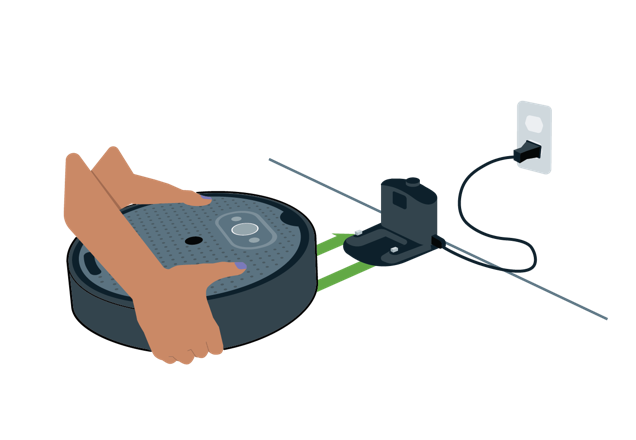 An illustration showing the Create® 3 robot being placed on its dock