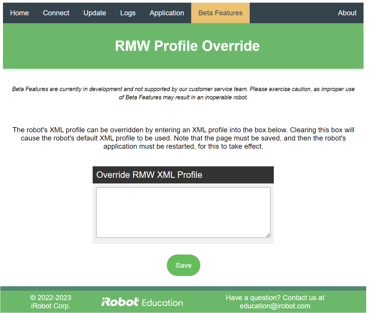 Picture of Override RMW Profile page